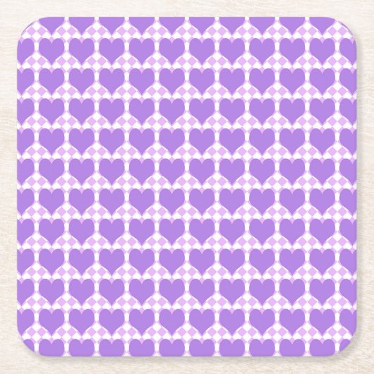 Purple Hearts Seamless Pattern Kartonnen Onderzetters (Voorkant)