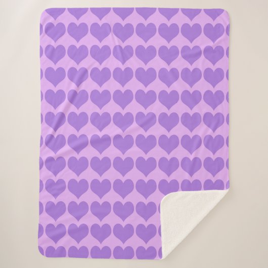 Purple Hearts Seamless Pattern Sherpa Deken (Voorkant)