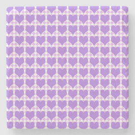 Purple Hearts Seamless Pattern Stenen Onderzetter