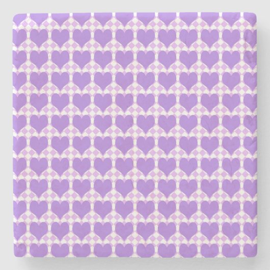 Purple Hearts Seamless Pattern Stenen Onderzetter (Voorkant)