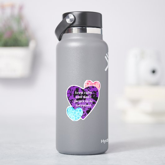 purple hearts vibrant red love sticker (HydroFlask)