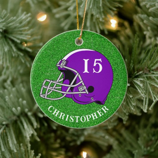 Purple Helmet Christmas Ceramic Ornament (Boom)