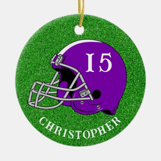 Purple Helmet Christmas   Ceramic Ornament (Voorkant)