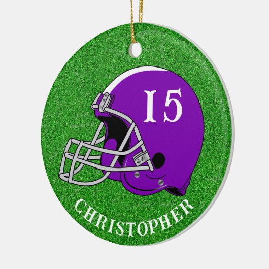 Purple Helmet Christmas   Ceramic Ornament (Links)