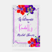 Purple Hibiscus Bridal Shower Welcome Acryl Bord (Voorkant)