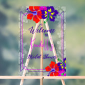 Purple Hibiscus Bridal Shower Welcome Acryl Bord (Neutraal)