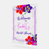 Purple Hibiscus Bridal Shower Welcome Acryl Bord (Hoek)