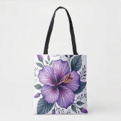Purple Hibiscus | Tropical Floral Accessor Tote Bag (Voorkant)