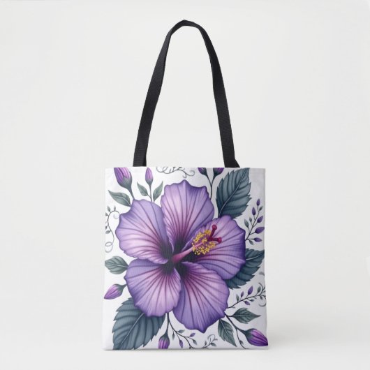 Purple Hibiscus | Tropical Floral Accessor Tote Bag (Voorkant)