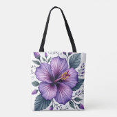Purple Hibiscus | Tropical Floral Accessor Tote Bag (Achterkant)