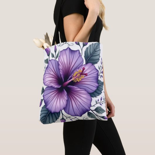 Purple Hibiscus | Tropical Floral Accessor Tote Bag (Dichtbij)