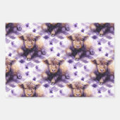 Purple Highland Cow Gingham Aesthetic Inpakpapier Vel (Voorkant 2)