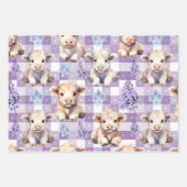 Purple Highland Cow Gingham Lilac Aesthetic Inpakpapier Vel (Voorkant 3)