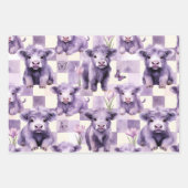Purple Highland Cow Gingham Lilac Aesthetic Inpakpapier Vel (Voorkant 2)