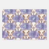 Purple Highland Cow Gingham Lilac Aesthetic Inpakpapier Vel (Voorkant)