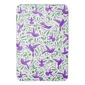 Purple hummingbirds with green flowers & leaves badmat (Voorkant Verticaal)