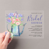 Purple Hydrangea Blush Pink Roses Bridal Shower Acryl Uitnodigingen (Insitu (Draagbaar))
