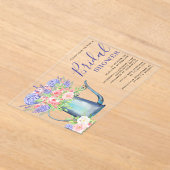 Purple Hydrangea Blush Pink Roses Bridal Shower Acryl Uitnodigingen (Laagn)