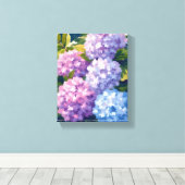 Purple Hydrangea Bush | Floral Watercolor Painting Canvas Afdruk (Insitu (Houten vloer))