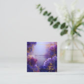 Purple Hydrangea Gold Frame Floral Elegant Vierkante Visitekaartje (Staand voorkant)
