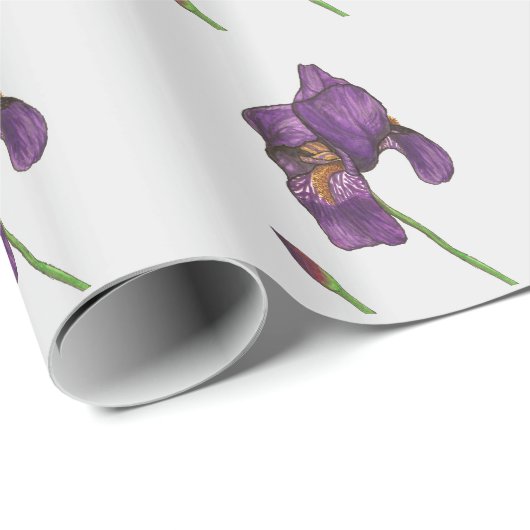 Purple Iris Elegant Wrapping Paper Cadeaupapier (Rol Hoek)