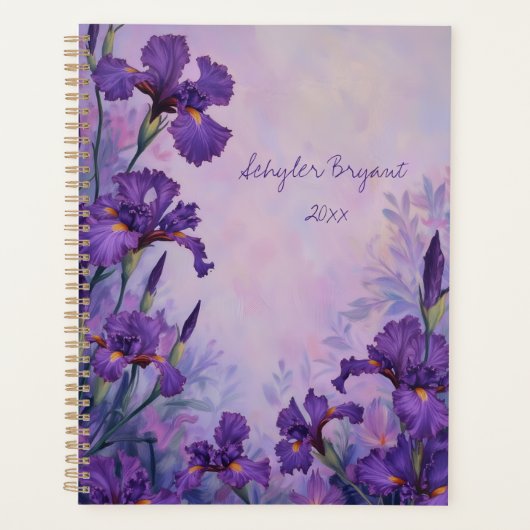 Purple Iris Floral Spiral-Bound Planner Botanical (Voorkant)