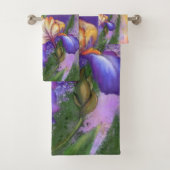 Purple Iris Flower Bath Towel Set - Painting Bad Handdoek (Insitu)