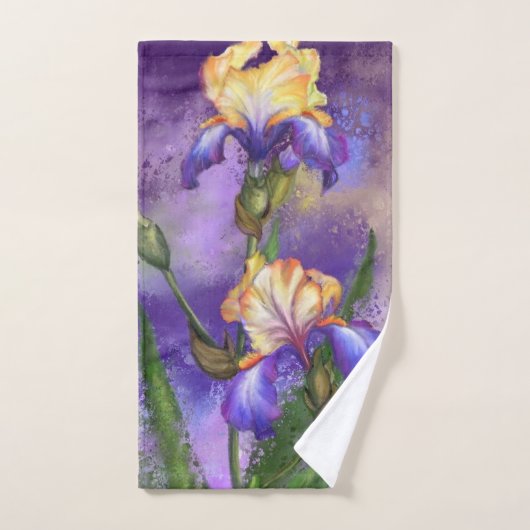 Purple Iris Flower Bath Towel Set - Painting Bad Handdoek (Handdoek)