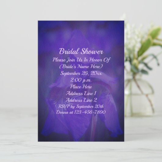 Purple Iris Flower Bridal Shower  Kaart (Staand voorkant)