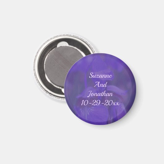 Purple Iris Flower Personalized Wedding  Magneet (Voorkant / Achterkant)