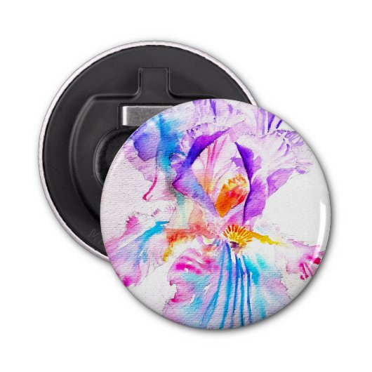 Purple iris Flower Wedding Favour Floral Flower Button Flesopener (Voorkant)