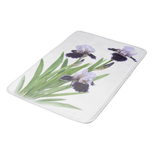 Purple Iris Flowers Botanical Art Badmat (Gekanteld)