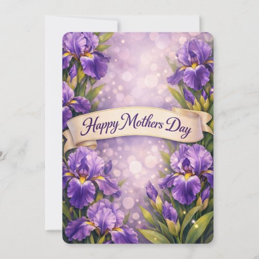 Purple Iris Mother’s Day Greeting Design Feestdagenkaart (Voorkant)
