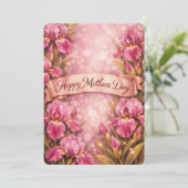 Purple Iris Mother’s Day Greeting Design Feestdagenkaart (Staand voorkant)