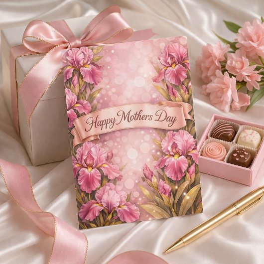 Purple Iris Mother’s Day Greeting Design Feestdagenkaart