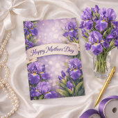 Purple Iris Mother’s Day Greeting Design Feestdagenkaart