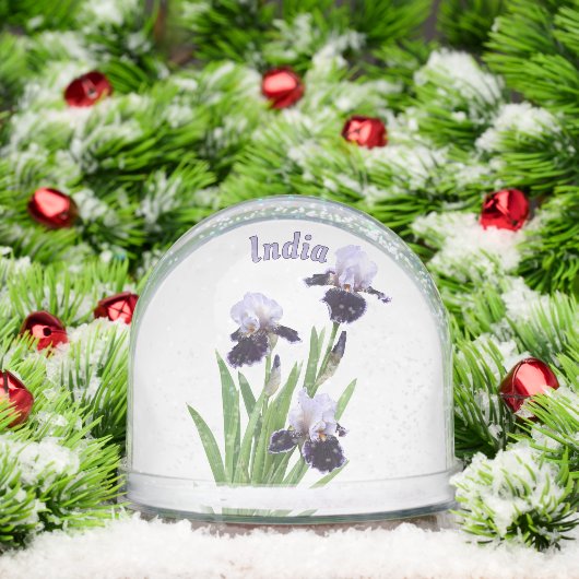 Purple Iris Trio Botanical Floral Art Personalized Sneeuwbol (Kerstmis)