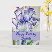 Purple Iris Watercolor Flower Floral Birthday Kaart (Gele Bloem)