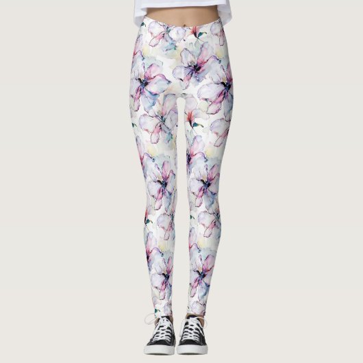 Purple Island Flowers Leggings (Voorkant)