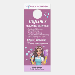 Purple Janitorial Lady House Cleaning Service Deurhanger