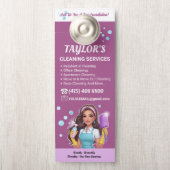 Purple Janitorial Lady House Cleaning Service Deurhanger (Op knop)