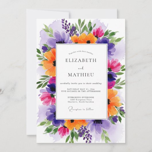 Purple Jubilant Spring Wedding Kaart (Voorkant)