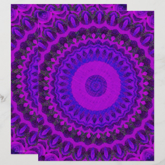 Purple Kaleidoscope Scrapbook Paper 2-Sided Page (Voorkant / Achterkant)