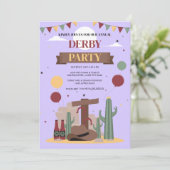 Purple Kentucky Derby Party Invitation - Rustic We Kaart (Staand voorkant)