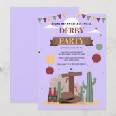 Purple Kentucky Derby Party Invitation - Rustic We Kaart (Voorkant / Achterkant)