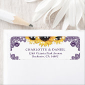 Purple Lace Rustic Sunflower Return Address Etiket (Insitu)