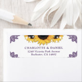 Purple Lace Sunflower Return Address Wedding Etiket (Insitu)