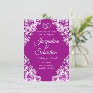 Purple Lace Wedding Kaart