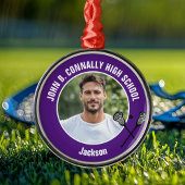 Purple Lacrosse Player Photo High School Christmas Metalen Ornament