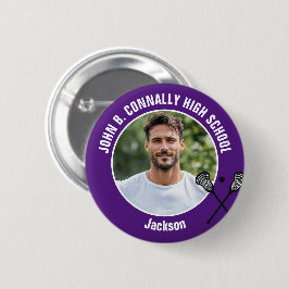 Purple Lacrosse Player Photo High School Spirit Ronde Button 5,7 Cm